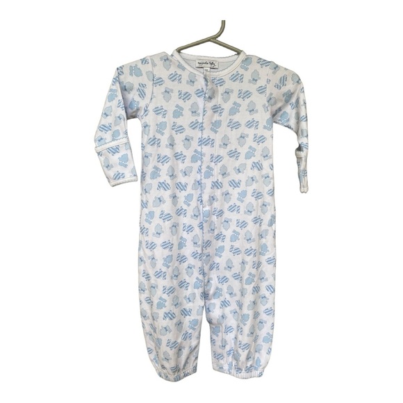 Magnolia Baby White with Blue Bunnies Size Medium Onesie - Picture 5 of 6